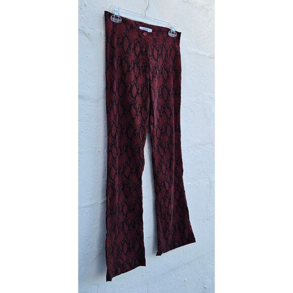 VTG Y2K Pants Womens Small 40 Red Black Python Print Mid Rise Boot Cut Stretch - Picture 3 of 13